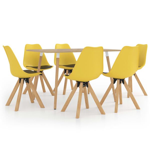 vidaXL 7-dielna jed&aacute;lensk&aacute; s&uacute;prava, žlt&aacute; a čierna