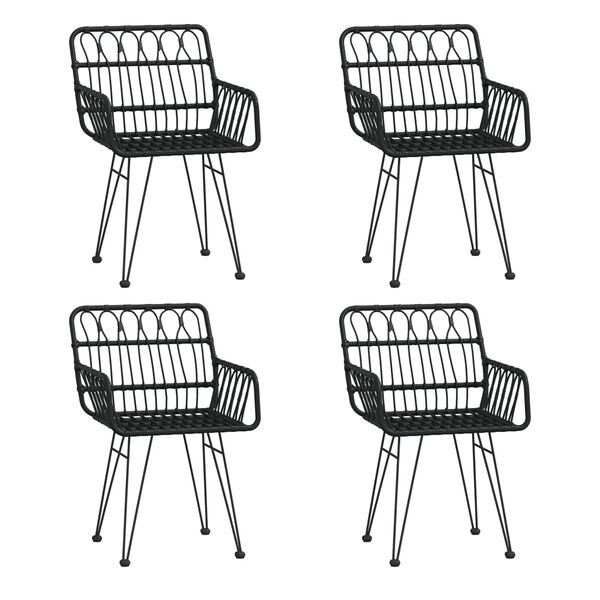 vidaXL 5-dielna záhradná jedálenská súprava čierna polyratan