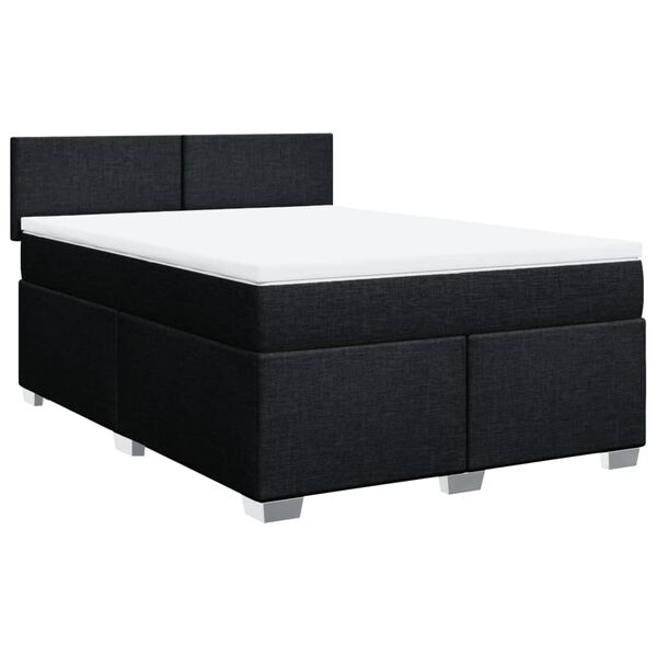 vidaXL Posteľn&yacute; r&aacute;m boxspring s matracom čierny 160x200 cm l&aacute;tka
