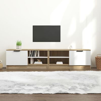 vidaXL TV stolíky 2 ks biele a sonoma 80x35x36,5cm spracované drevo