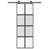 vidaXL Posuvn&eacute; dvere s kovan&iacute;m 76x205 cm tvrden&eacute; sklo a hlin&iacute;k &uacute;zke