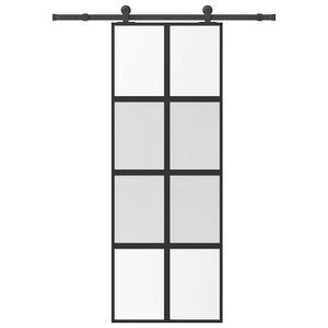 vidaXL Posuvn&eacute; dvere s kovan&iacute;m 76x205 cm tvrden&eacute; sklo a hlin&iacute;k &uacute;zke
