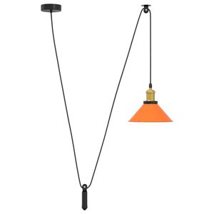 VidaXL Z&aacute;vesn&aacute; lampa v&yacute;&scaron;kovo nastaviteľn&aacute; E27 lesk oranžov&aacute; &Oslash; 22cm kov