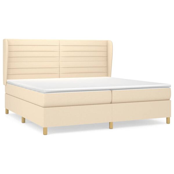 vidaXL Boxspring posteľ s matracom kr&eacute;mov&aacute; 200x200 cm l&aacute;tka