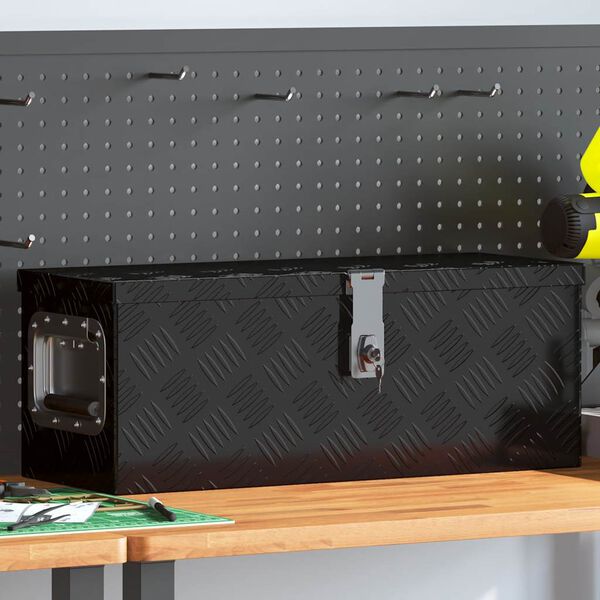 vidaXL Úložný box čierny 60x23,5x23 cm hliník