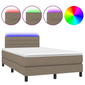vidaXL Boxspring posteľ s matracom a LED sivohned&aacute; 120x190 cm l&aacute;tka