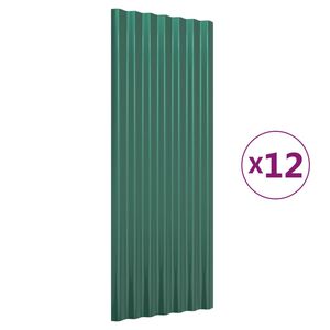 vidaXL Stre&scaron;n&eacute; panely 12 ks pozinkovan&aacute; oceľ zelen&aacute; 100x36 cm