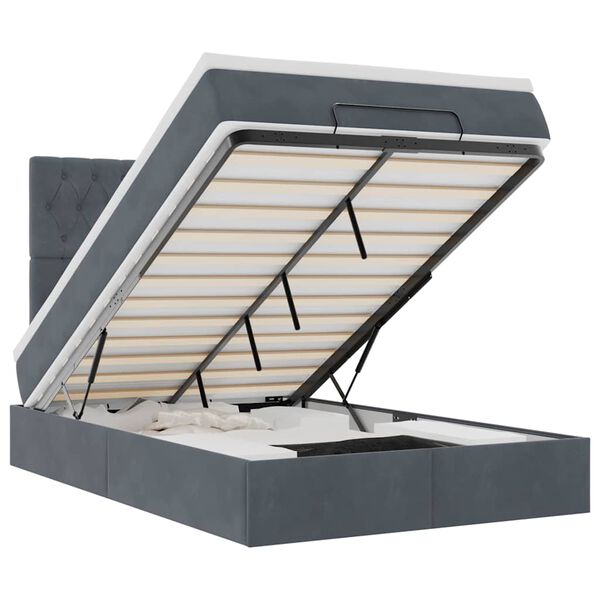 vidaXL Osmanská posteľ s matracmi tmavošedá 120x200cm zamat