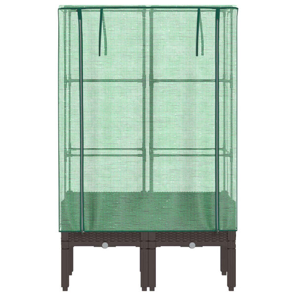 vidaXL Záhon s krytom na skleník ratanový vzhľad 80x40x140 cm