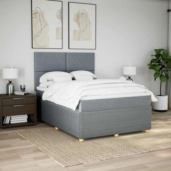vidaXL Boxspring posteľ s matracom svetlosiv&aacute; 100x200 cm l&aacute;tka