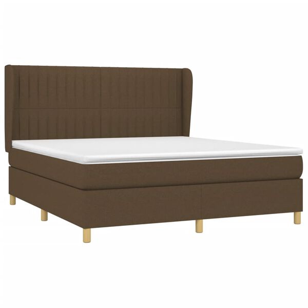 vidaXL Boxspring posteľ s matracom tmavohned&aacute; 160x200 cm l&aacute;tka