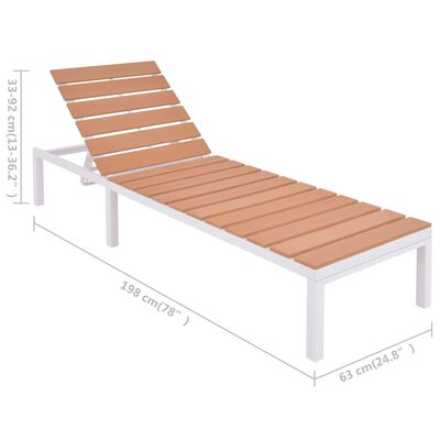 vidaXL Záhradné ležadlá 2 ks so stolíkom, hliník a WPC, bielo hnedé