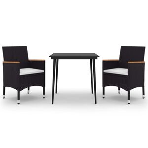 vidaXL 3-dielny z&aacute;hradn&yacute; jed&aacute;lensk&yacute; set so sed&aacute;kmi polyratan a sklo