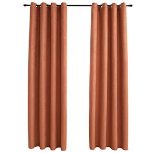 vidaXL Zatemňovacie z&aacute;vesy s kovov&yacute;mi očkami 2 ks, hrdzav&eacute; 140x175 cm