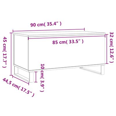 vidaXL Konferenčný stolík biely 90x44,5x45 cm spracované drevo