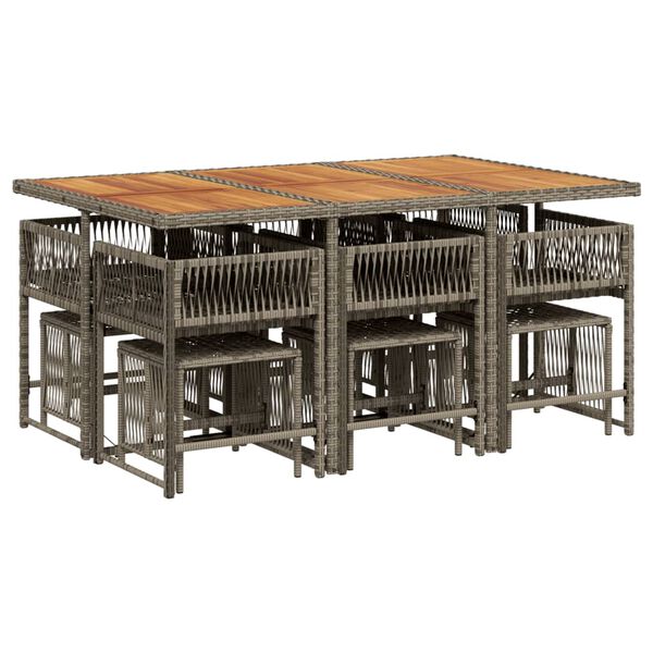 vidaXL 11-dielna z&aacute;hradn&aacute; jed&aacute;lensk&aacute; s&uacute;prava s vank&uacute;&scaron;mi siv&aacute; polyratan