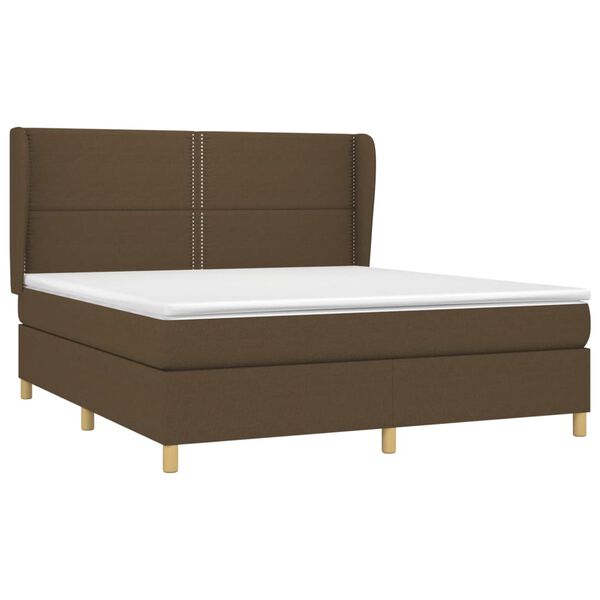 vidaXL Boxspring posteľ s matracom tmavohned&aacute; 180x200 cm l&aacute;tka