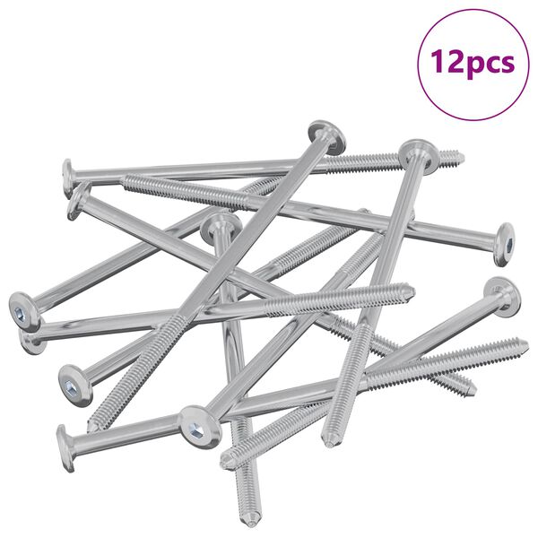 vidaXL N&aacute;bytkov&eacute; skrutky 12 pcs Strieborn&aacute; M6 x 120 mm Oceľ