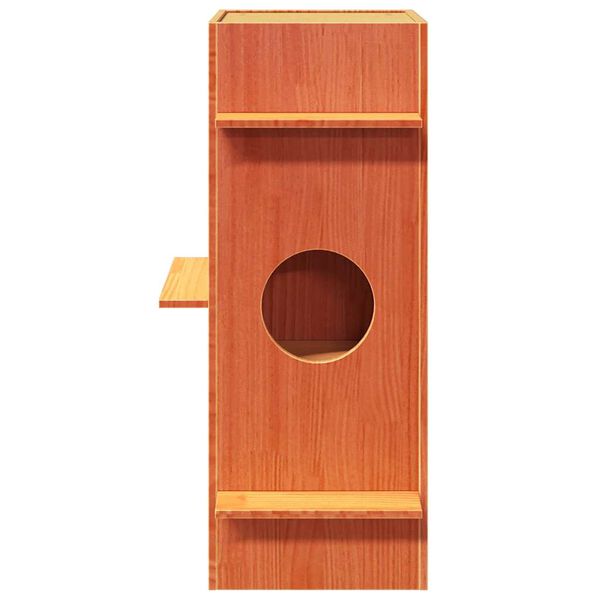 vidaXL Vosk do domu pre mačky hnedý 43x43x90 cm masívna borovica