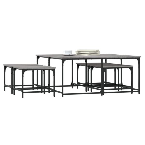 vidaXL Zas&uacute;vacie konferenčn&eacute; stol&iacute;ky 5 ks siv&eacute; sonoma kompozitn&eacute; drevo