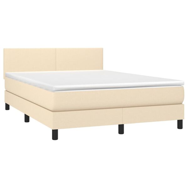vidaXL Boxspring posteľ s matracom kr&eacute;mov&yacute; 140x190 cm l&aacute;tka