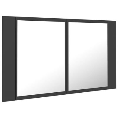 vidaXL LED kúpeľňová zrkadlová skrinka sivá 80x12x45 cm akryl