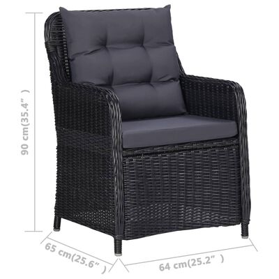 vidaXL Záhradné stoličky 2 ks s podložkami polyratan čierne