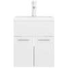 vidaXL Skrinka so vstavaným umývadlom, lesklá biela, kompozitné drevo
