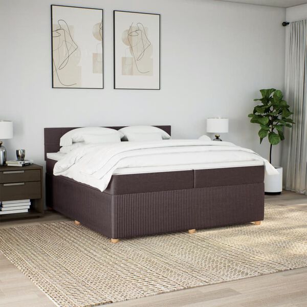 vidaXL Boxspring posteľ s matracom tmavohned&aacute; 200x200 cm l&aacute;tka