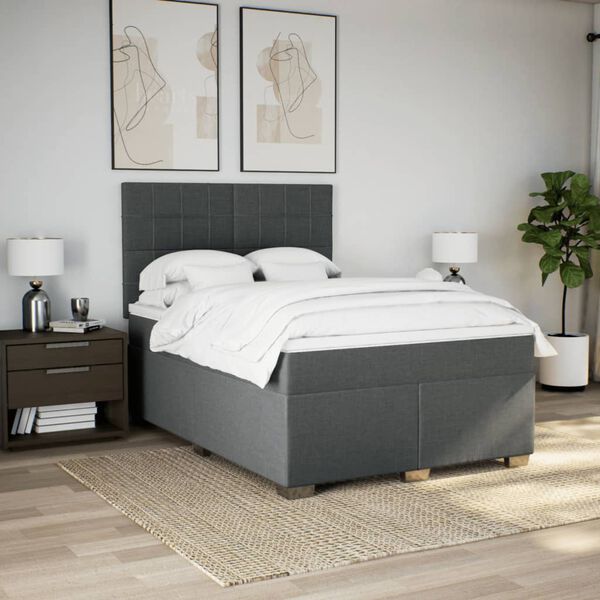 vidaXL Boxspring posteľ s matracom tmavosiv&aacute; 160x200 cm l&aacute;tka