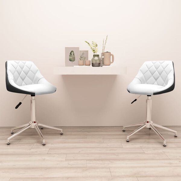 vidaXL Otočn&eacute; jed&aacute;lensk&eacute; stoličky 2 ks biele a čierne umel&aacute; koža