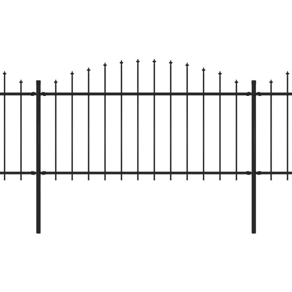 vidaXL Záhradný plot s vrchnou časťou z ocele 714,5x150 cm čierny