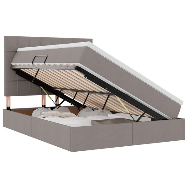 vidaXL Postel s &uacute;ložn&yacute;m prostorem a LED svetlom Sivohned&aacute; 140 x 190 cm