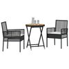 vidaXL Záhradný bistro set 3 pcs Čierna Poly ratan