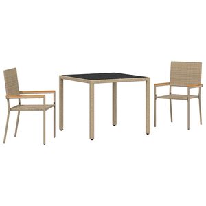 vidaXL Z&aacute;hradn&yacute; jed&aacute;lensk&yacute; set 3 pcs B&eacute;žov&aacute; polyratan
