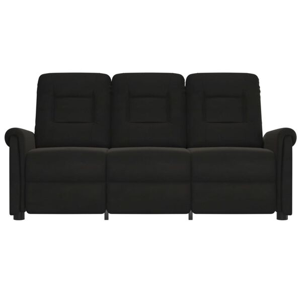 vidaXL 3-miestne sklápacie masážne kreslo, čierne, mikrovlákno