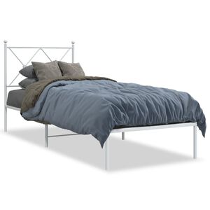 vidaXL Kovov&yacute; r&aacute;m postele bez matraca s čelom biely 75x190cm