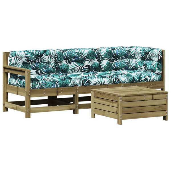 vidaXL 4-dielna z&aacute;hradn&aacute; sedacia s&uacute;prava s vank&uacute;&scaron;mi impreg. borovica