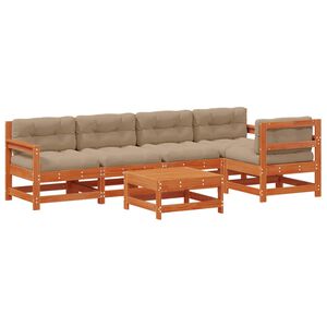 vidaXL Z&aacute;hradn&yacute; lounge set 6 pcs Voskov&aacute; Hned&aacute; Mas&iacute;vna borovica
