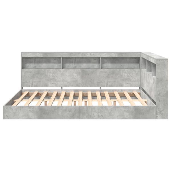 vidaXL Knižnica posteľ Bet&oacute;novo siv&aacute; 160 x 200 cm Kompozitn&eacute; drevo