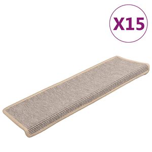 vidaXL Schodov&eacute; rohože 15 ks 65x21x4 cm strieborn&eacute; s obdĺžnikov&yacute;m okrajom