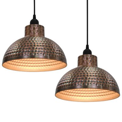 Stropné lampy s polkruhovými tienidlami medenej farby vidaXL 2 ks