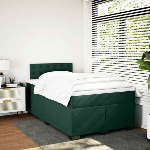 vidaXL Boxspring posteľ s matracom, tmavozelen&aacute; 120x190cm, zamat