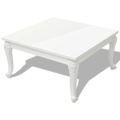 vidaXL Konferenčný stolík, 80x80x42 cm, vysoko-lesklý, biely