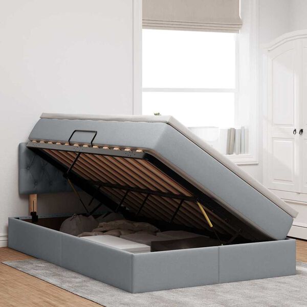 vidaXL Postel s &uacute;ložn&yacute;m prostorem a matrac&iacute; Svetlosiv&aacute; 120 x 200 cm