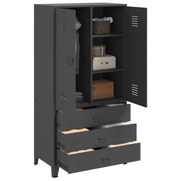 vidaXL Industri&aacute;lna skriňa antracitov&aacute; 90x50x180 cm kovov&aacute;