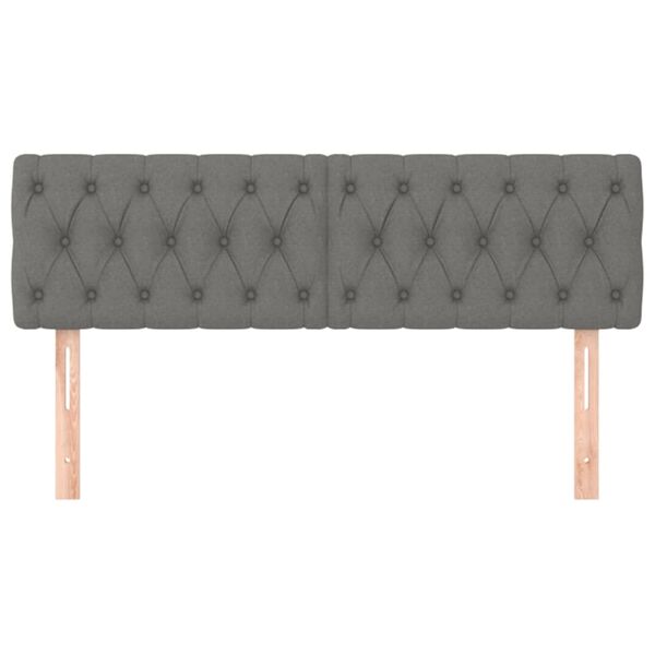 vidaXL Čelá postele 2 ks tmavosivé 80x7x78/88 cm látka