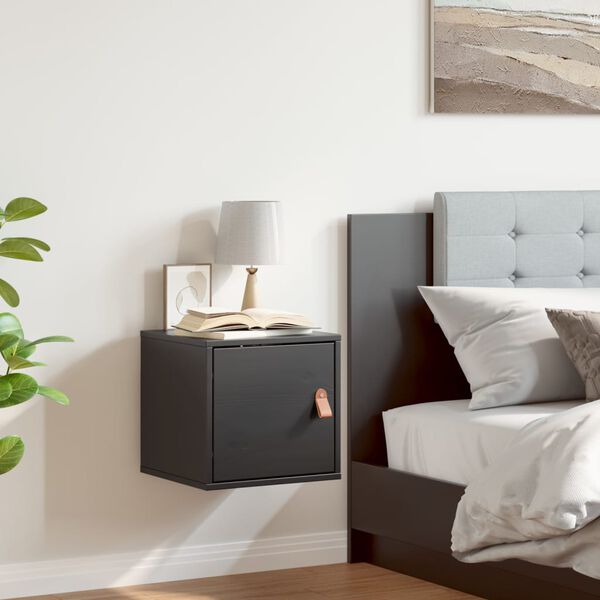 vidaXL Nástenná skrinka čierna 31,5x30x30 cm masívna borovica