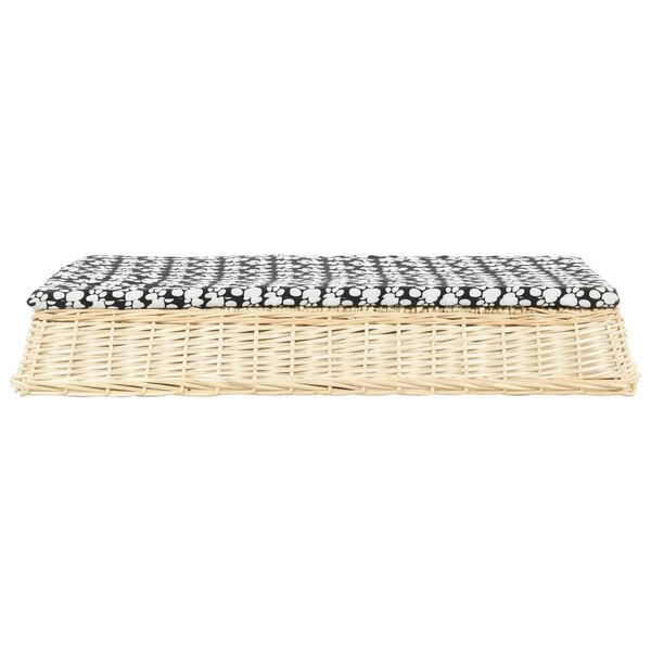 vidaXL Pelech pre psa s vank&uacute;&scaron;om 110x75x15 cm pr&iacute;rodn&aacute; vŕba ploch&yacute; dizajn