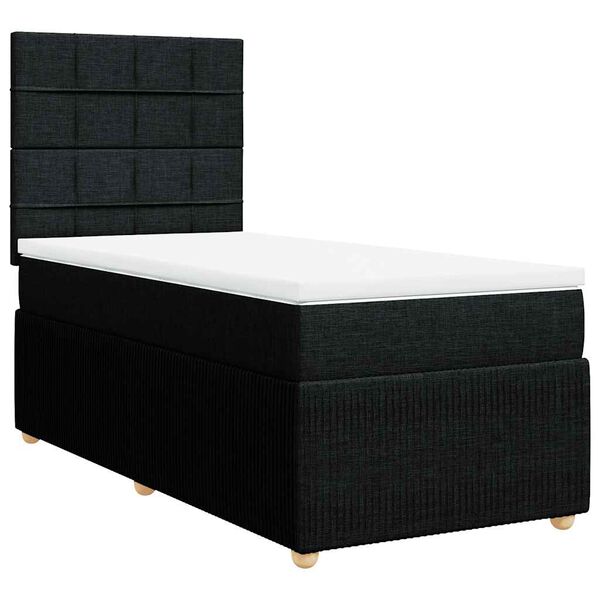 vidaXL Posteľný rám boxspring s matracom čierny 90x200 cm látka